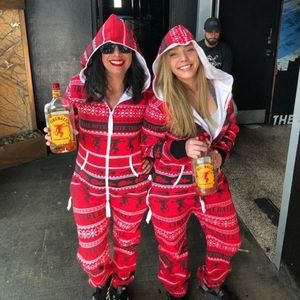 Fireball Whiskey Intimates \u0026 Sleepwear | Fireball Whiskey Unisex Adult Fleece Holiday Fugly Christmas Sweater Onesie PJ | Color: Red/White | Size: Xs
